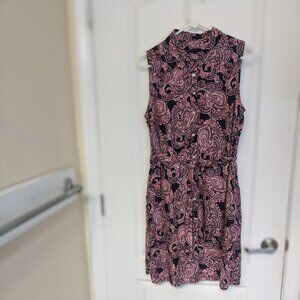 NWT 100% Cotton Tommy Hilfiger PreppPink Paisley Print Dress w/ Tie Belt Size 10